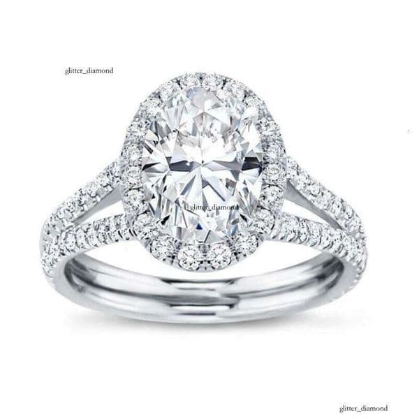 wish new model Jewelry imitation diamond oval-shaped eight-heart eight-arrow Moissanite ring fashionable engagement ring
