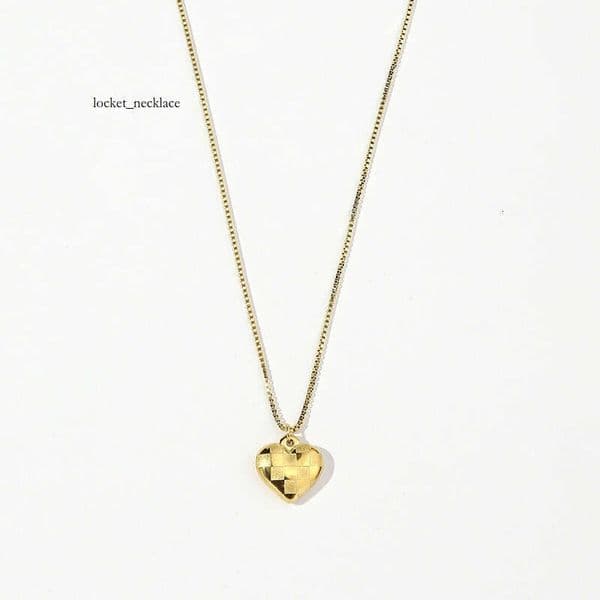 supply of Korean-style simple Sterling Silver 14K 18K Gold jewelry gold 3D three-dimensional heart-shaped titanium steel necklace from the source manufacturer