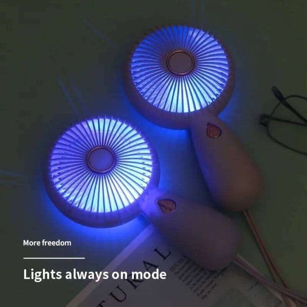 Handheld Small ABS LED Light Cute Appearance USB Rechargeable For On Go Cooling Portable Mini Pocket Fan