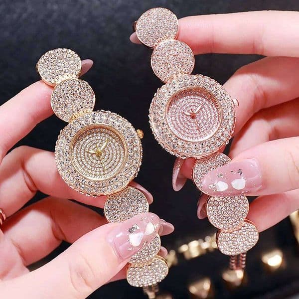 Fashion Pattern Diamond for women Quartz Women's Watch Girls Lady Clock Bracelet Chains Free Shipping Ladies Dress