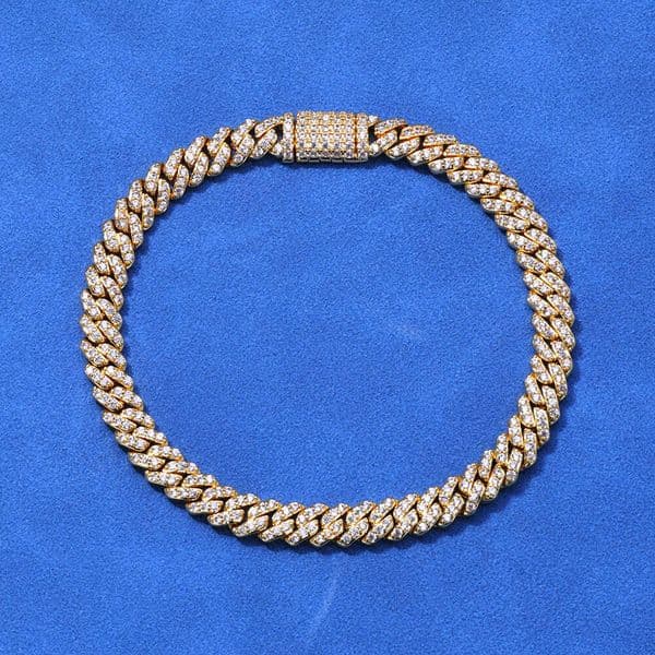 Jewelry Hip Hop 6mm Single Row Moissanite Cuban High-End Feel Hot-Selling Accessories Men's Bracelet Jewelry