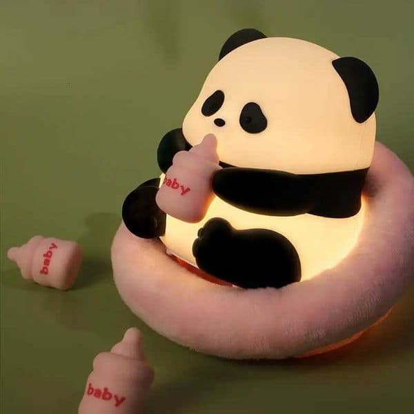 Milk bottle panda night light chargeable and timed home decor perfect gift choice ideal Christmas and New Year present H260321