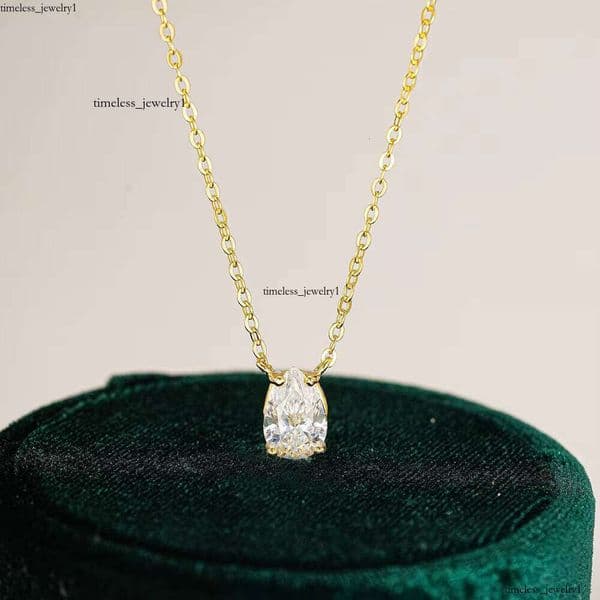 9 Simple Jewelry Pieces Gold and Sier Teardrop Pear Cut VVS1 GRA 1.5ct Inlaid Stone Pendant Women's Fine Necklace