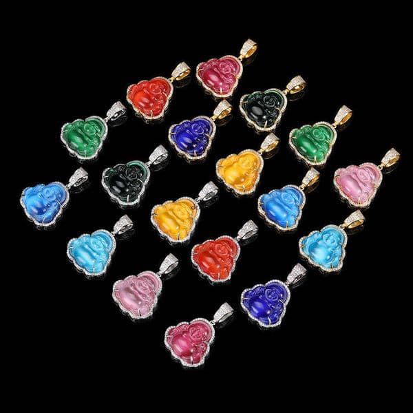 Hot Selling Jewelry Hip Hop Necklace Cat's Eye Stone Maitreya Buddha Unisex Jewelry Trend Moissanite Pendant