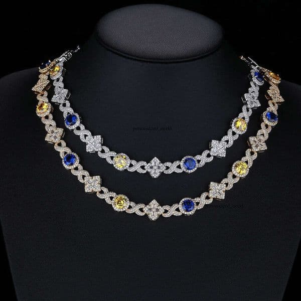 Jewelry Light Luxury Style Full Inlaid Two-Tone Moissanite Square Necklace Fashion Commuting Unisex Jewelry Accessories