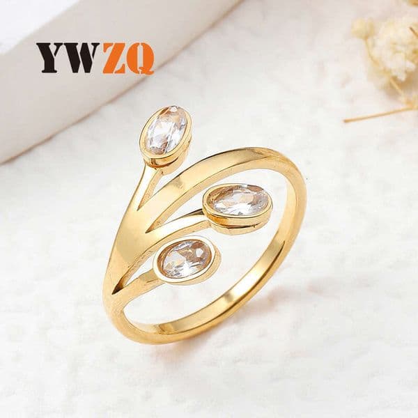 New fashion 925 Sterling Silver 18K Gold jewelry branch and leaf design with diamonds women's light luxury ring wholesale from manufacturer