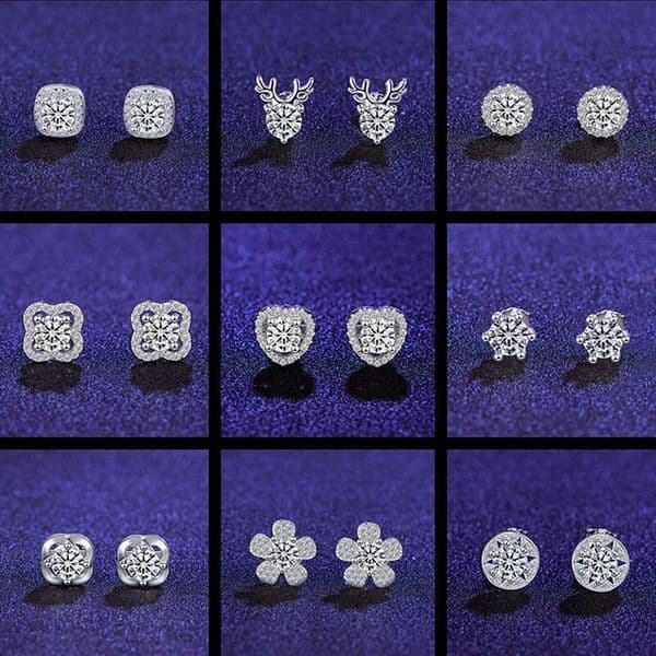 Kuaishou Douyin Internet Celebrity Live Streaming Source Hearts Eight Arrows High Imitation D Color Moissanite Four-Leaf Clover Six-Prong Women's Earrings