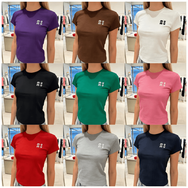 Designer Mumiuly Women's T Shirts Women Casual short sleeve Slim fit T-Shirt Harajuku Ladies Luxury Tees Female Vintage Pullover