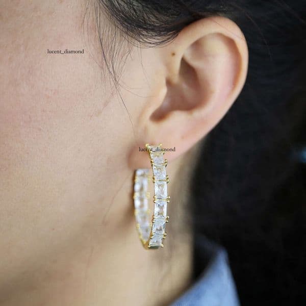 Jewelry women's personalized hoop fashionable square Moissanite earrings jewelry exclusively available for wholesale