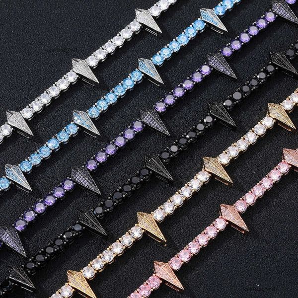 Hip Hop Black Panther Style Wolf Tooth Trendy Men's 5mm Tennis Chain Moissanite Spike Necklace Accessories Wholesale