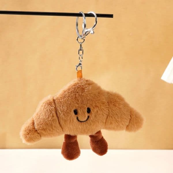 Kawaii Plush Keychain Cartoon Croissant for Car Keys Bag Charm Cute Girl Gift Pendant 260320