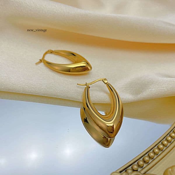 Moissanite Jewelry fashion exaggerated irregular hollow titanium earrings simple and stylish unique 925 Sterling Silver 14K Gold ins-style studs
