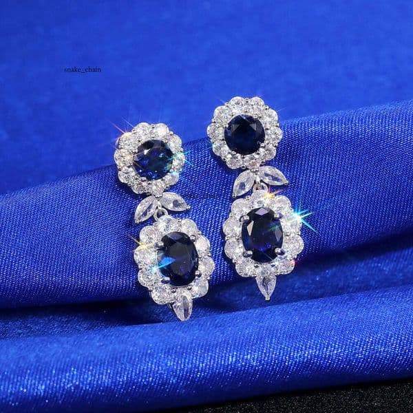 earrings: luxurious and exquisite sapphire blue Moissanite drop for women new light luxury New Year earrings