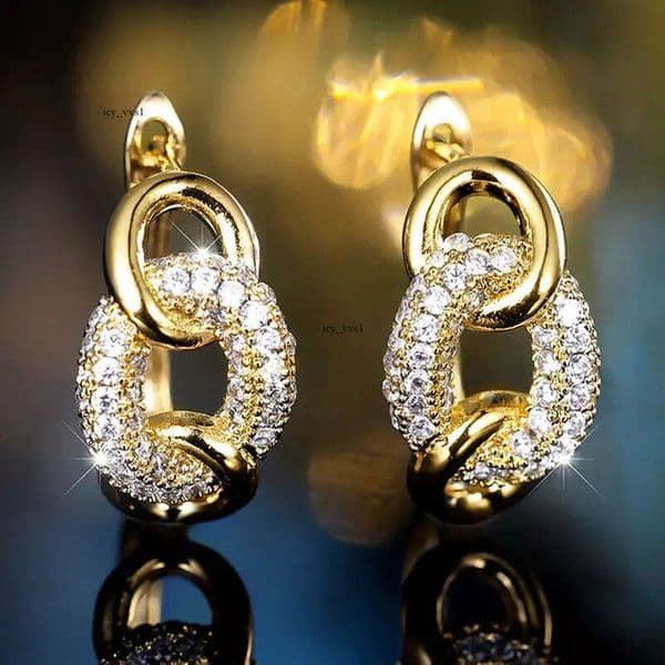 manufacturer's original niche personalized earrings for women with ring buckle and clasp design micro-inlaid Moissanite French style