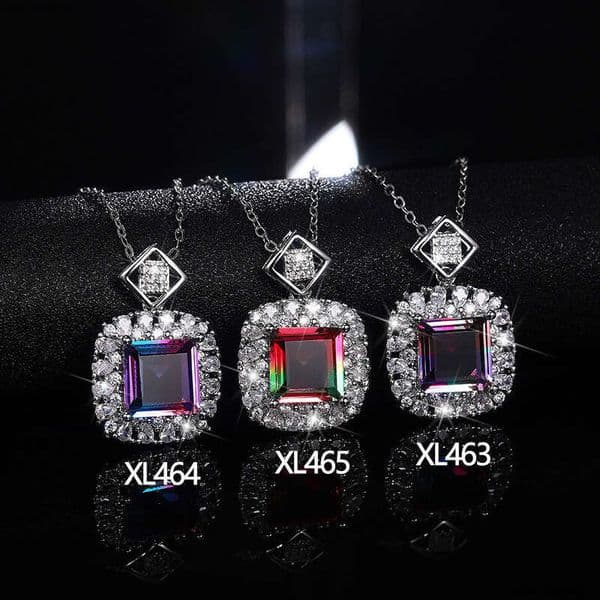 Vintage Full-Diamond Super Shiny Pendant Fashionable Japanese and Korean Style Gemstone Moissanite Necklace Dropshipping Available