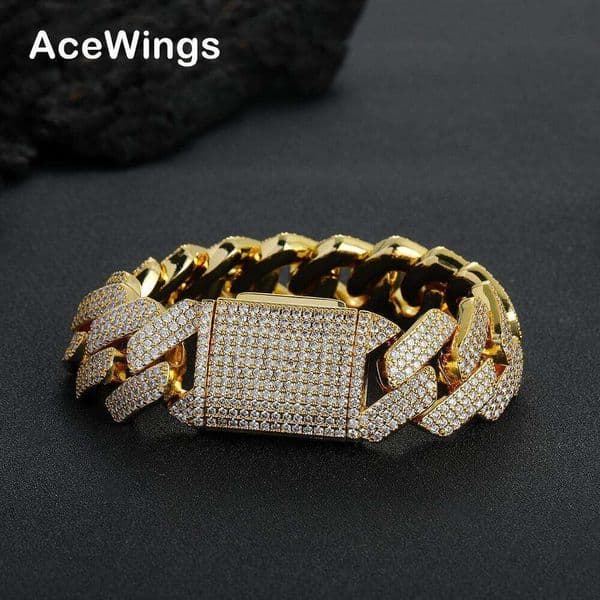 25mm wide three rows of Moissaniteium diamond-shaped bracelet Silver inlaid with Moissaniteium men's bold large Cuban bracelet