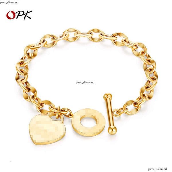 Jewelry Jewelry INS Trend Heart 925 Sterling Silver 18K Gold Niche Design Versatile OT Buckle Titanium Steel Bracelet for Women