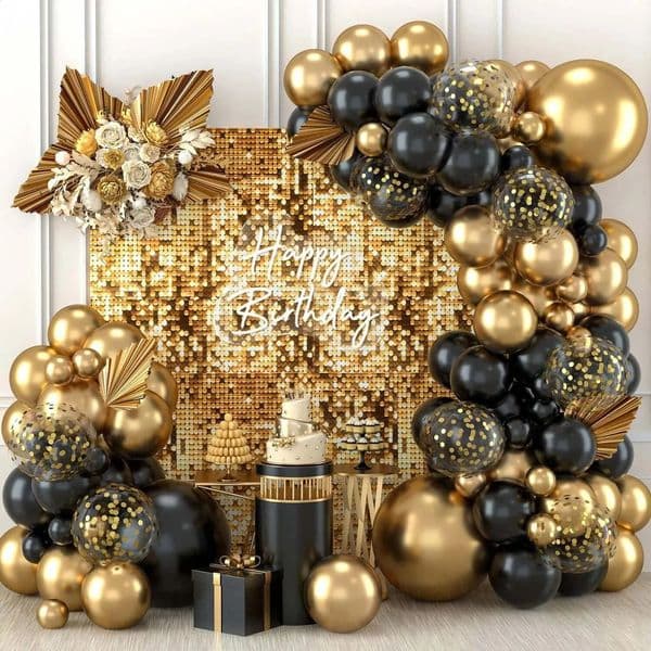 122Pcs black and gold latex balloon set suitable for birthday parties weddings Valentines Day party decorations 260318