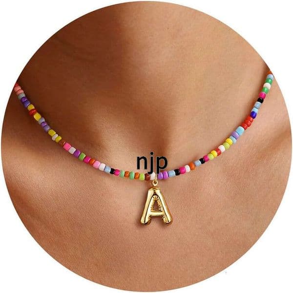 Basket Stuffers Colorful Initial Necklaces Easter for Girls Kids Teens, 6-18 Year Old Birthday Gift Teen Girl Gifts Trendy Stuff Gold Bubble Letter Pendant