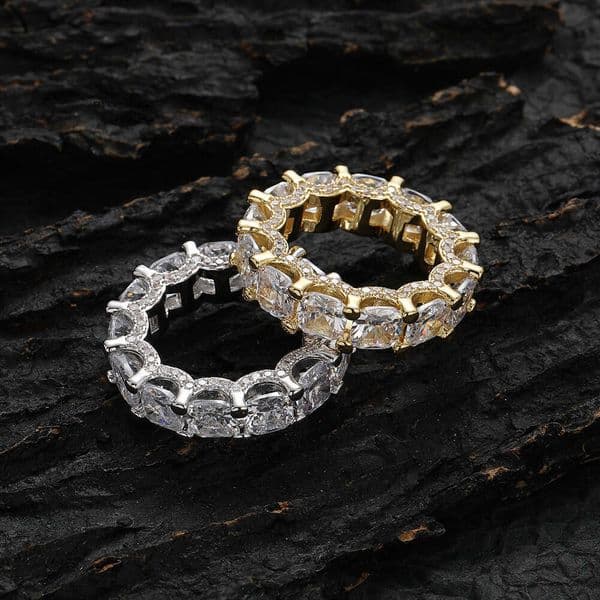 Square Jewelry Silver Inlaid Moissanite Jewelry Wish Hot Selling Hip Hop Single Row Ring for Men