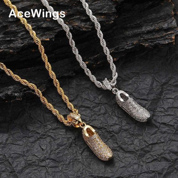 Jewelry accessories personalized sports casual shoes micro-inlaid Moissanite pendant Hip Hop trendy brand men's necklace