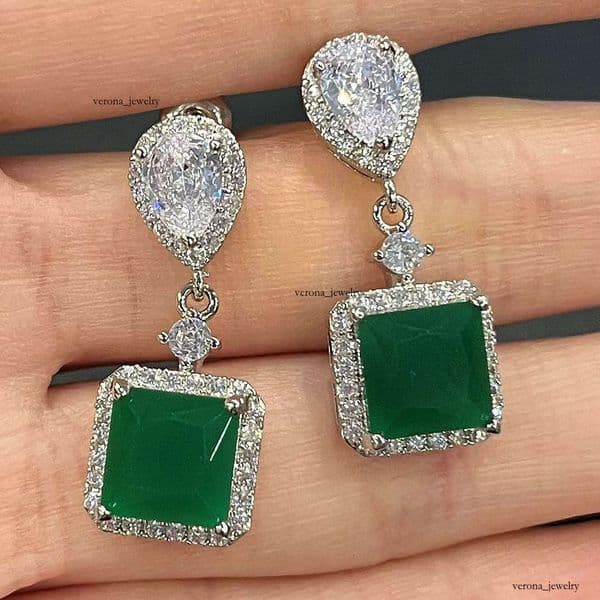 Dongdaemun Geometric Moissanite French-style Water Drop Earrings Elegant Long Simple Earrings
