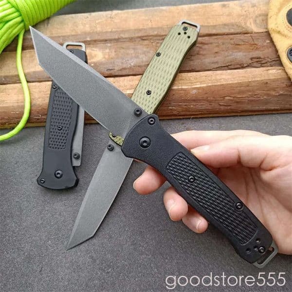 8Models 537 couteau Bailout Folding Knife pocket knife 3.38 Cpm-3V Gray Cerakote Tanto Plain Blade Grivory Fiber Handles 537Gy-1 535 Outdoor Camp Hunt fixed bla