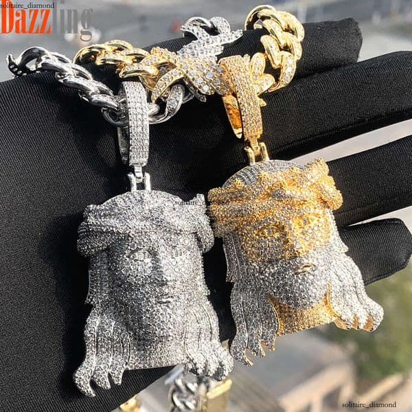 New foreign trade Hip Hop diamond-studded portrait pendant necklace for men Hip Hop Style personalized sweater chain trendy accessories