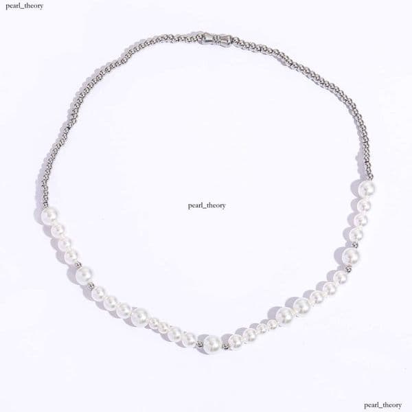 European and American necklace, celebrity stainless steel pearl men's personalized street style hip-hop collarbone chain