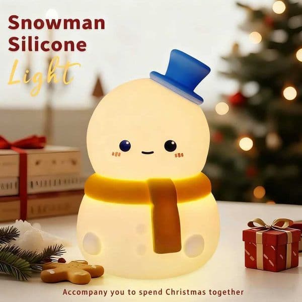 Christmas Silicone Night Light Novelty Ambient Lamp Touch Control Rechargeable Hanging Snowman Bedside Holiday Decoration Tree H260321