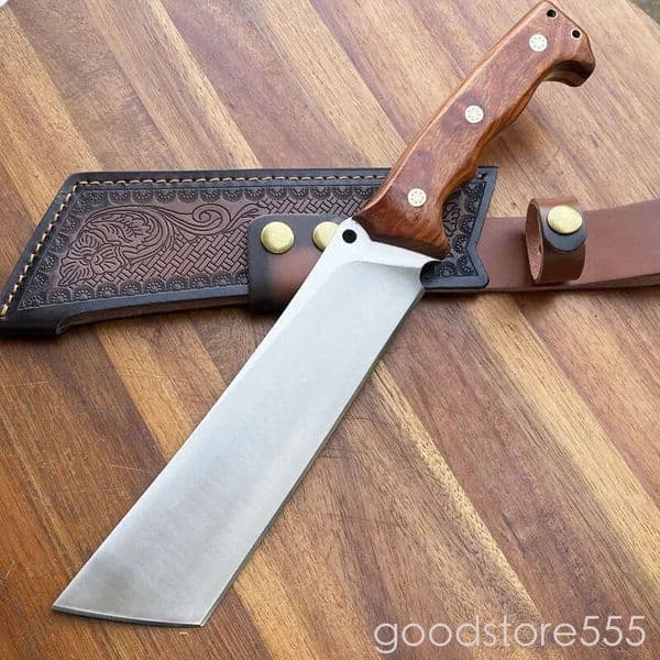 Outdoor woodcutting knife with pocket knife an integrated keel, thickened fixed blade knife blade body, 8MM couteau high hardness, straight knife, open-path sur