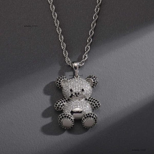 Factory Direct Hot Sale Cute Cartoon Panda Pendant Colorful Moissanite Men and Women Trendy Hip Hop Necklace Jewelry