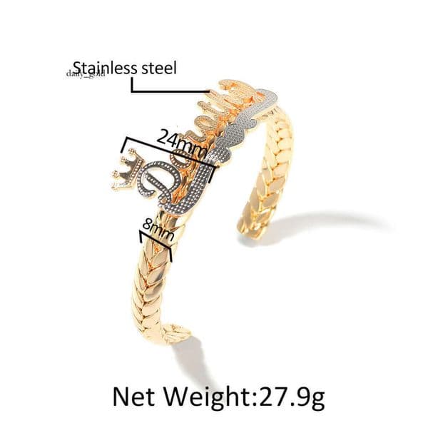 Trendy Moissanite Jewelry Style Personalized Custom 26 English Letter 925 Sterling Silver 18K Gold Cut Creative Corrosion Lace Bracelet Fashion