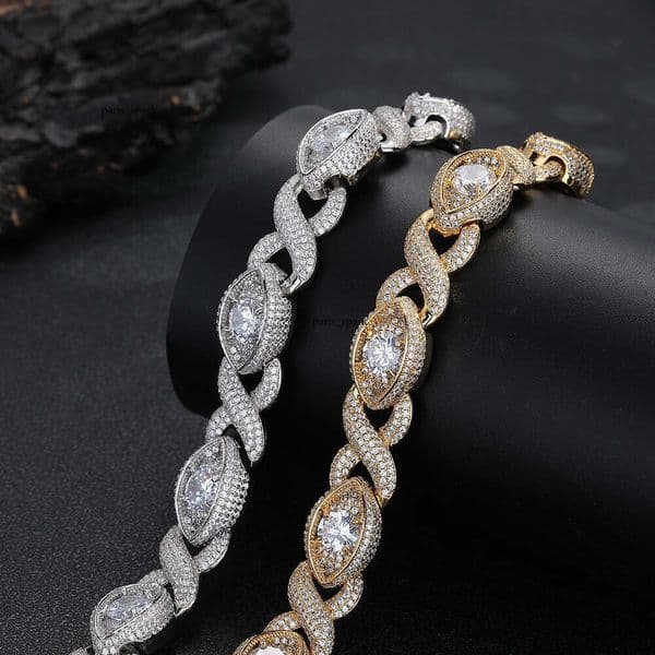 Hip Hop 15MM infinity eye figure-eight Cuban chain micro-inlaid Moissanite personalized hot-selling Hip Hop men's necklace