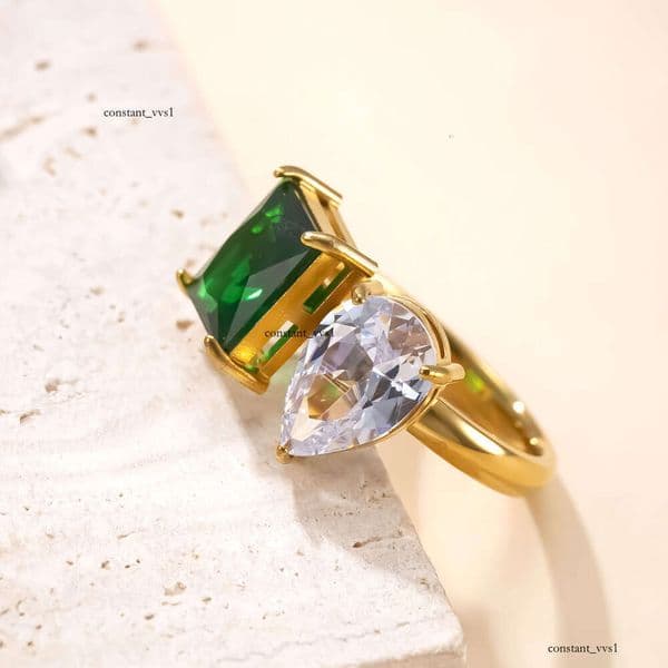 best-selling 925 Sterling Silver 18K Gold diamond-studded ring for women niche design 18k gold-plated Moissanite ring foreign trade jewelry