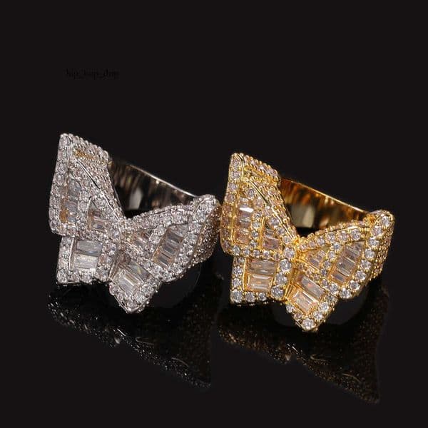 New Moissanite Jewelry Style 3D Large Moissanite Butterfly Hip Hop Fashion Trendy Men's Ring Fashion Wish Hot Sale Wholesale