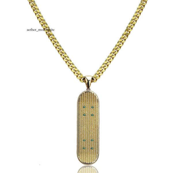 Jewelry New Style Gold-Plated Micro-Inlaid Pendant Skateboard Hip Hop Exaggerated Trendy Necklace Factory Direct Sale