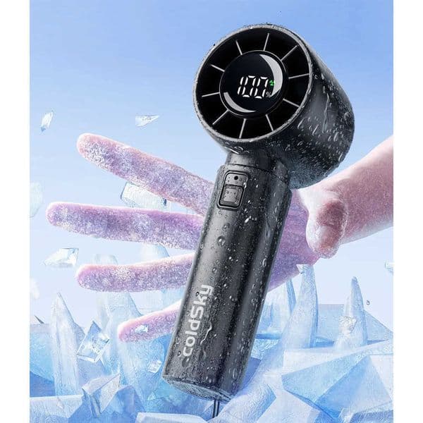 coldSky Portable Handheld Fan 4000mAh Battery Operated with LED Display Handheld Personal Small Fan 5 Speed Mini Fan for Travel H260321