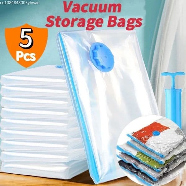 135PCS Vacuum Bag and Pump Cover for Clothes Storing Large Plastic Compression Empty Travel Accessories Storage Container 260320