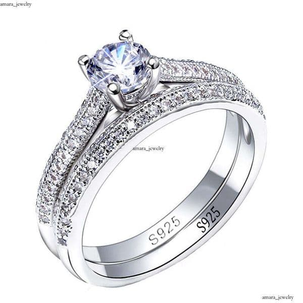 popular engagement and proposal jewelry classic women's Silver ring best-selling wedding set rings Moissanite Jewelry