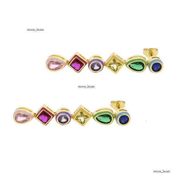 New Hip Hop Style simple colorful Moissanite oil drop with diamonds long high-end earrings women popular online for wholesale