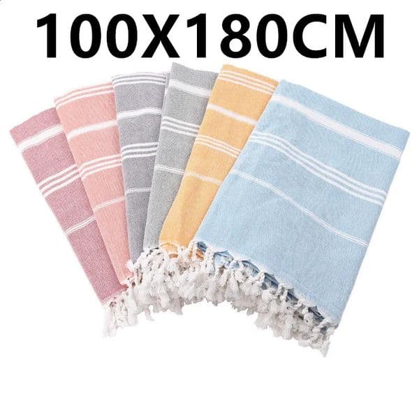 100X180cm oversized tassel Turkish cotton towel blanket suitable for bathing beachswimming pool SPA gym Striped bath towel 260311