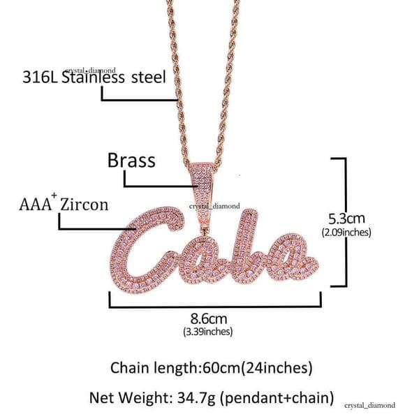 Luxury jewelry HipHop Full Diamond No. 2 Script Uppercase and Lowercase Letters Numbers Splicing Pendant Personality Street Fashion Necklace