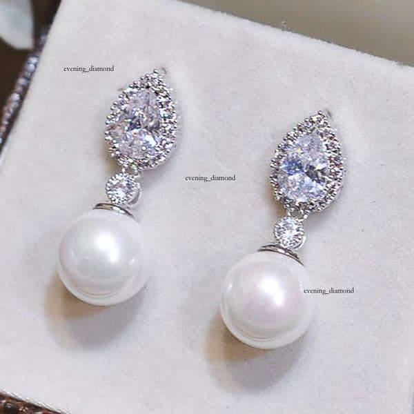 Korean-style water drop earrings elegant and versatile faux pearl for women celebrity-inspired light luxury short earrings