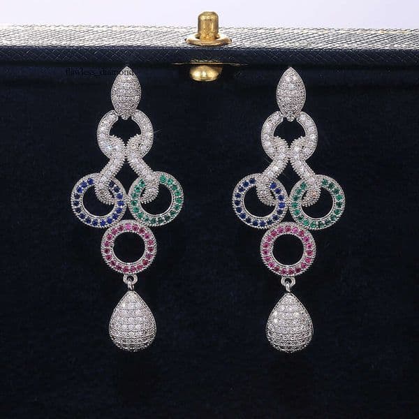 new trendy street style accessories feature a unique color-blocking design with long earrings. Women's light luxury Moissanite earrings are versatile