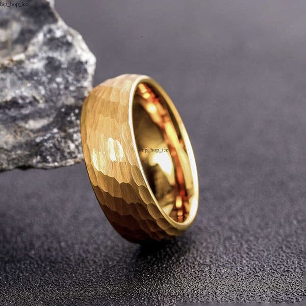 ring for men black gold hammered wide 6/8 tungsten steel e-commerce classic hot-selling