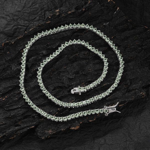 3mm three-prong apple green tennis chain women's necklace ins silver layered choker Jewelry Hip Hop bestseller