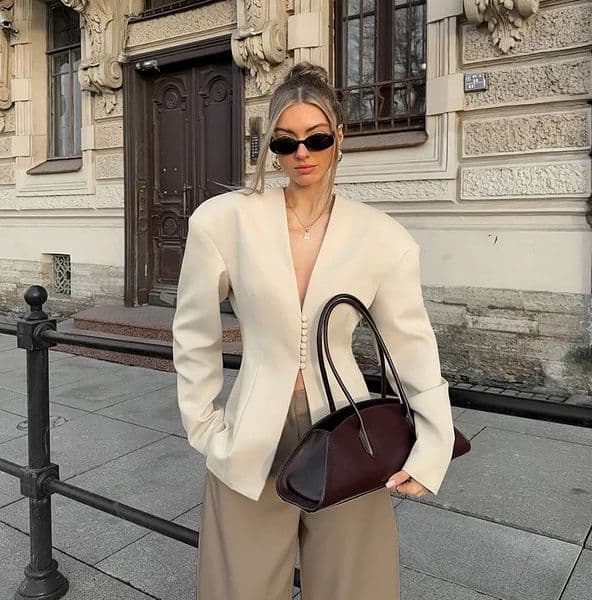 Lady Solid Waist Cinching BlazerS Fashion Long Sleeve Lapel V-neck Single Breasted Slim Jacket Coat Women 2026 Spring Blazer 260319