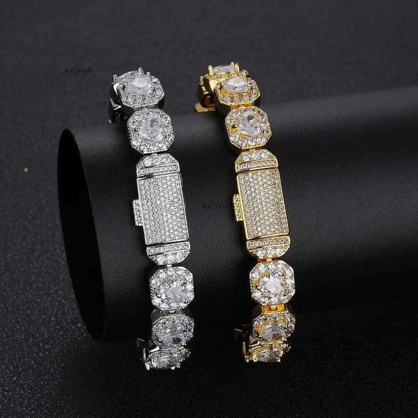 Jewelry 10mm heart-shaped Moissanite sugar cube chain men's necklace trendy brand personalized Hip Hop bracelet jewelry wholesale