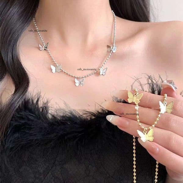 It's the lucky again! Elegant and simple butterfly necklace for women, 2025 new model, niche light luxury style collarbone chain with a high-end feel